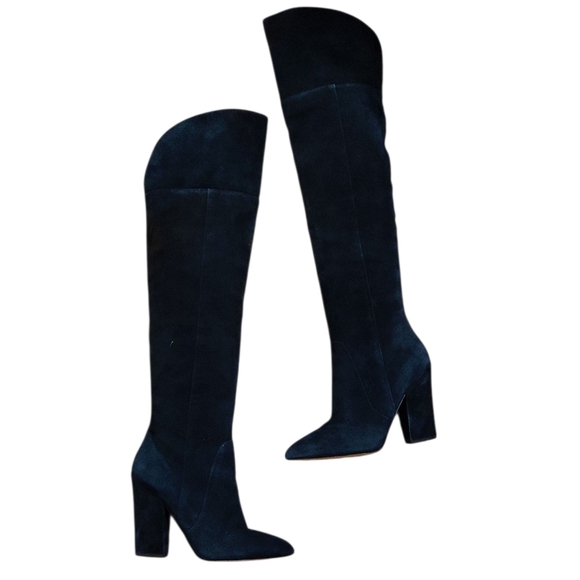 Aldo Navy Blue Suede Over The Knee Boots Size 8.5 - Picture 1 of 13